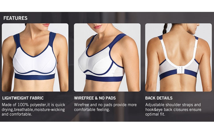 Brasier deportivo, soporte fuerte, cobertura amplia, variedad de tallas, copa completa, libre de varillas
