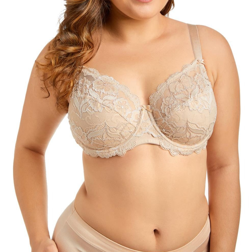 Brasier de cobertura completa, encaje suave, tallas grandes, varilla, soporte, comodidad.